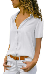 Turn Down Collar  Single Breasted  Plain  Blouses