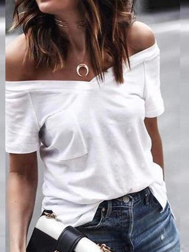 Pocket Shoulder Short Sleeve T-Shirt