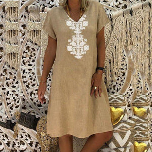 Sexy Short Sleeve V-Neck Printing Dress