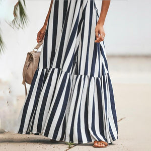 2019 New Loose Hanging Neck Striped  Maxi Dresses