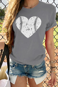 Round Neck Heart Printed T-Shirts