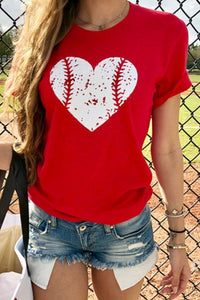 Round Neck Heart Printed T-Shirts