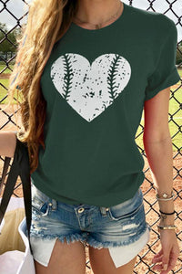 Round Neck Heart Printed T-Shirts