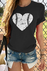 Round Neck Heart Printed T-Shirts