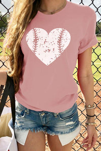 Round Neck Heart Printed T-Shirts