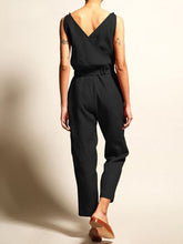 Load image into Gallery viewer, Commuting V Neck Belted Sleeveless Bare Back Jumpsuits