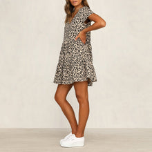 Load image into Gallery viewer, Fashion Sexy V-Neck Leopard   Print Ruffled Dress