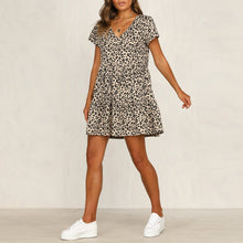 Load image into Gallery viewer, Fashion Sexy V-Neck Leopard   Print Ruffled Dress