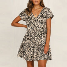 Load image into Gallery viewer, Fashion Sexy V-Neck Leopard   Print Ruffled Dress