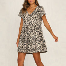 Load image into Gallery viewer, Fashion Sexy V-Neck Leopard   Print Ruffled Dress