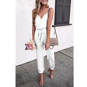 Pure Color Suspenders   Casual Jumpsuits