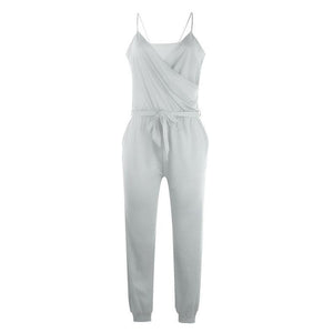 Pure Color Suspenders   Casual Jumpsuits