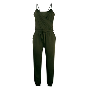 Pure Color Suspenders   Casual Jumpsuits