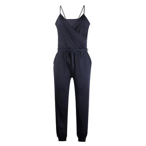 Pure Color Suspenders   Casual Jumpsuits