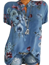 Load image into Gallery viewer, Short Sleeve Loose Floral Pattern Blouse