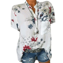 Load image into Gallery viewer, Short Sleeve Loose Floral Pattern Blouse