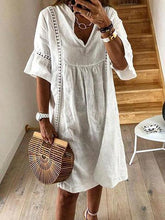 Load image into Gallery viewer, Pure Color Crocheted Casual Dress