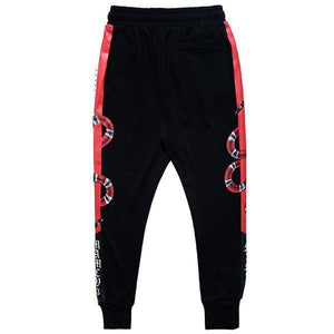 Men's Fashion Colorblock Python Print Jogger Pants