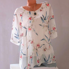 Load image into Gallery viewer, Round Neck Loose Flower Print Blouses