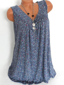 V Neck  Loose Fitting  Printed Sleeveless T-Shirts