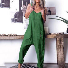 Load image into Gallery viewer, Commuting V Neck Sleeveless Off-Shoulder Bare Back Pure Colour Jumpsuit