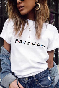 Round Neck  Letters T-Shirts