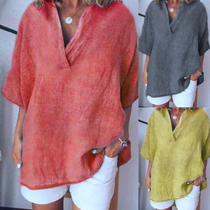 V Neck  Plain  Blouses