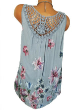 Load image into Gallery viewer, Round Neck  Backless Patchwork  Floral Printed Lace Blouses