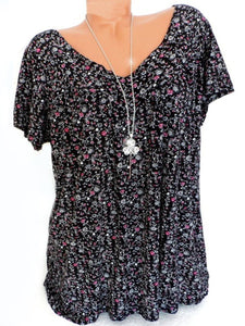 V Neck  Loose Floral Printed Blouse