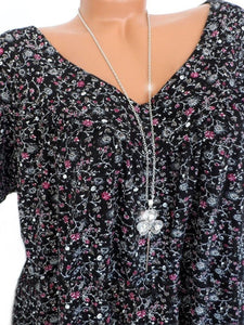 V Neck  Loose Floral Printed Blouse