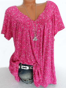 V Neck  Loose Floral Printed Blouse