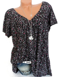 V Neck  Loose Floral Printed Blouse