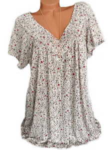 V Neck  Loose Floral Printed Blouse