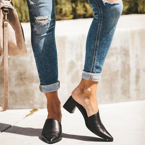 2019 Casual Fashion Artificial Leather Mule Slippers