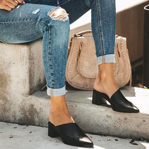 2019 Casual Fashion Artificial Leather Mule Slippers