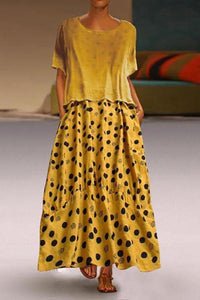 A Casual Round Collar Dot Print Dress