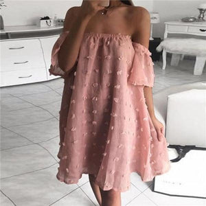 Sexy One Word Collar Loose Casual Dresses