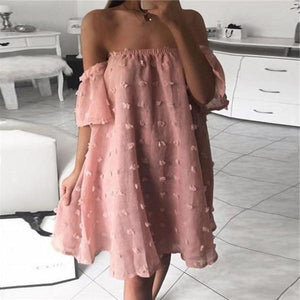 Sexy One Word Collar Loose Casual Dresses