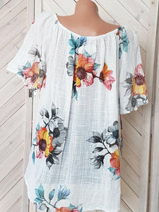 V Neck Loose Floral Printed Blouses