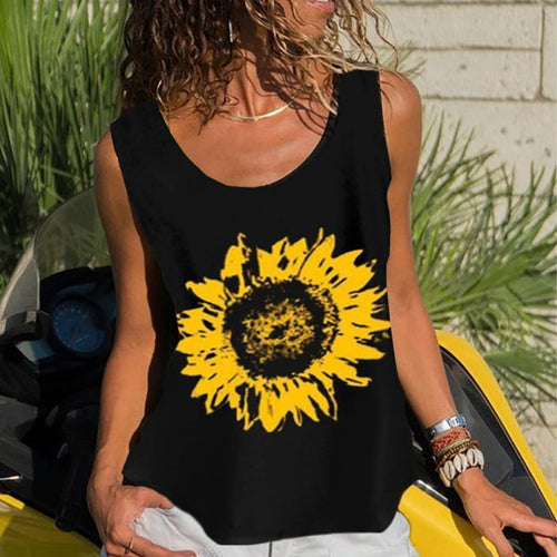 Casual Round Neck Printed Colour Printed Colour Tank Top