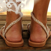 Load image into Gallery viewer, Fashion Vintage Pearl Toe Flat   Sandals