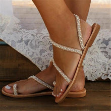 Load image into Gallery viewer, Fashion Vintage Pearl Toe Flat   Sandals