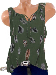 Sleeveless Loose Fitting Feather Blouses