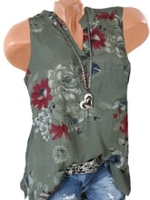 Load image into Gallery viewer, Sleeveless Loose Fitting Floral Printed Blouses