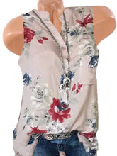 Load image into Gallery viewer, Sleeveless Loose Fitting Floral Printed Blouses