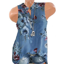 Load image into Gallery viewer, Sleeveless Loose Fitting Floral Printed Blouses