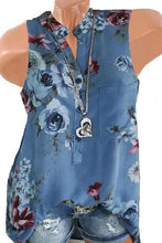 Load image into Gallery viewer, Sleeveless Loose Fitting Floral Printed Blouses