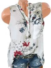 Load image into Gallery viewer, Sleeveless Loose Fitting Floral Printed Blouses