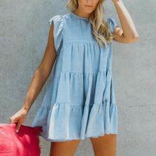 Load image into Gallery viewer, Stylish Casual Round Neck And   Ruffled Dress