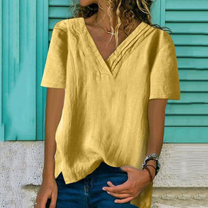 V Neck  Loose Fitting  Plain Blouses